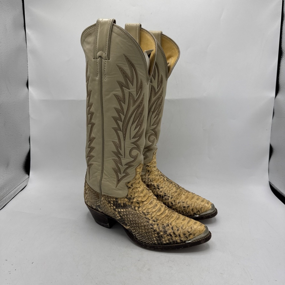 Justin Western Boots Womens 5.5 B Leather Snakeskin Brown Python Leather Cowgirl